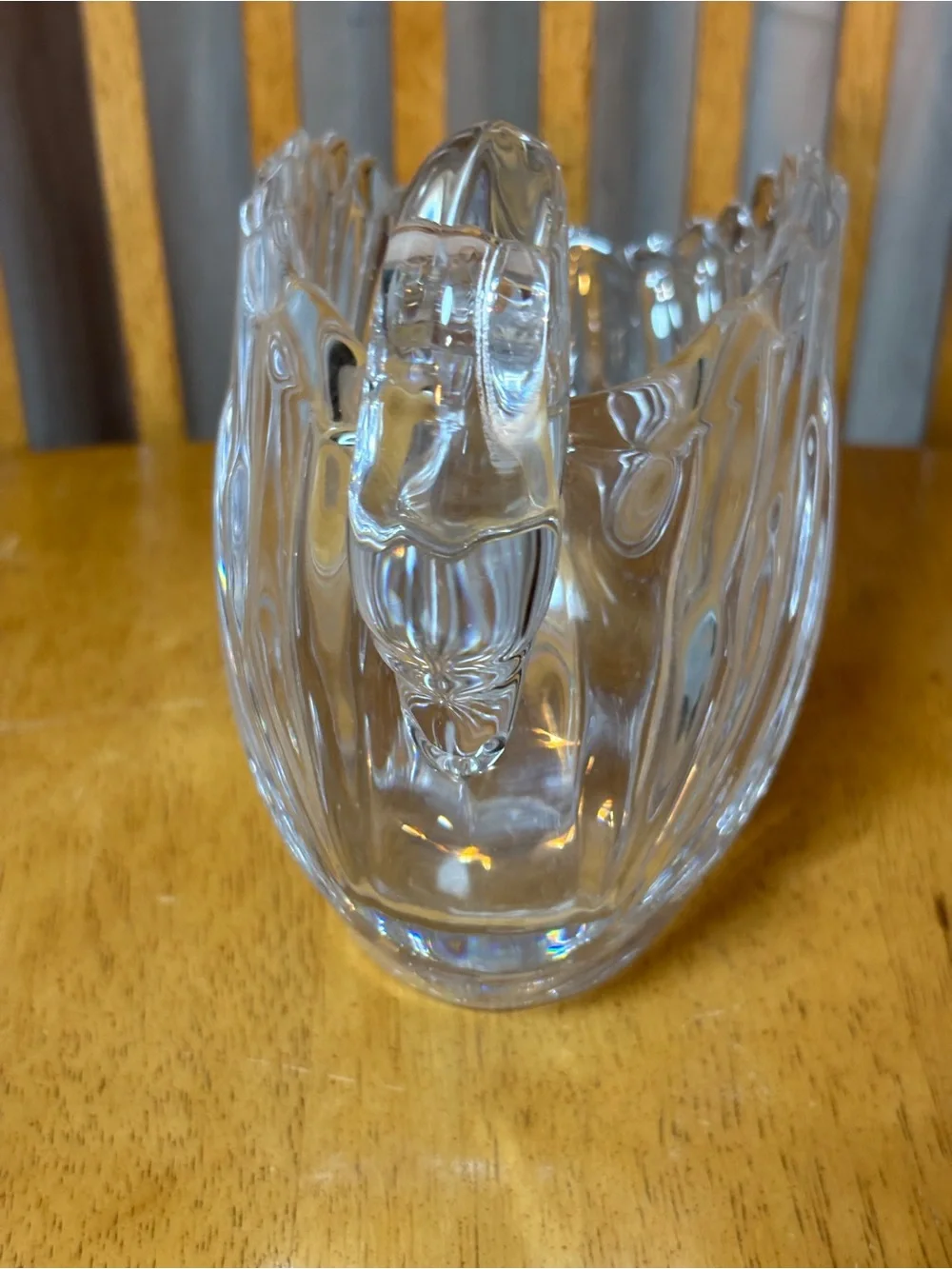 P&D Clear Crystal Glass Swan Bowl Figurine Decorative Candy Trinket Dish
